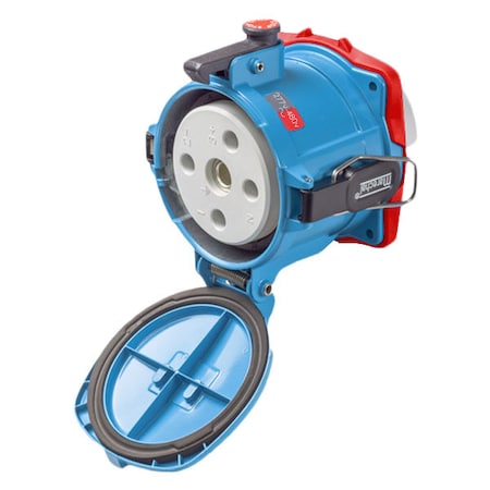 Meltric Pin & Sleeve Receptacle, 200 A, 277/480V AC, Three Phase, 3 Pole, Style 2 Grounding, Blue, NEMA 4X 37-24047-NC